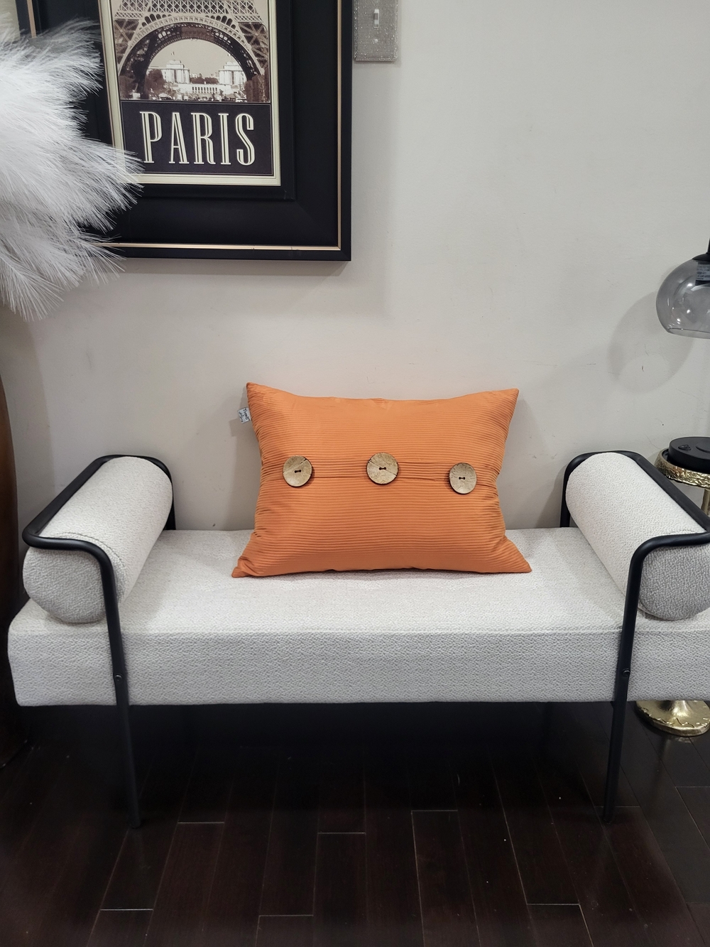 Decorative Orange Button Throw Pillow - Home Accents 16x22 inches